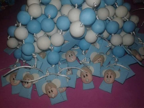 Recuerdos para bautizo/12 rosario migajon azul