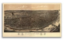1896 St. Louis Missouri Vintage Old Panoramic City Map - 20x36