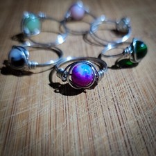 Wire Wrapped Multicolor Glass Ring