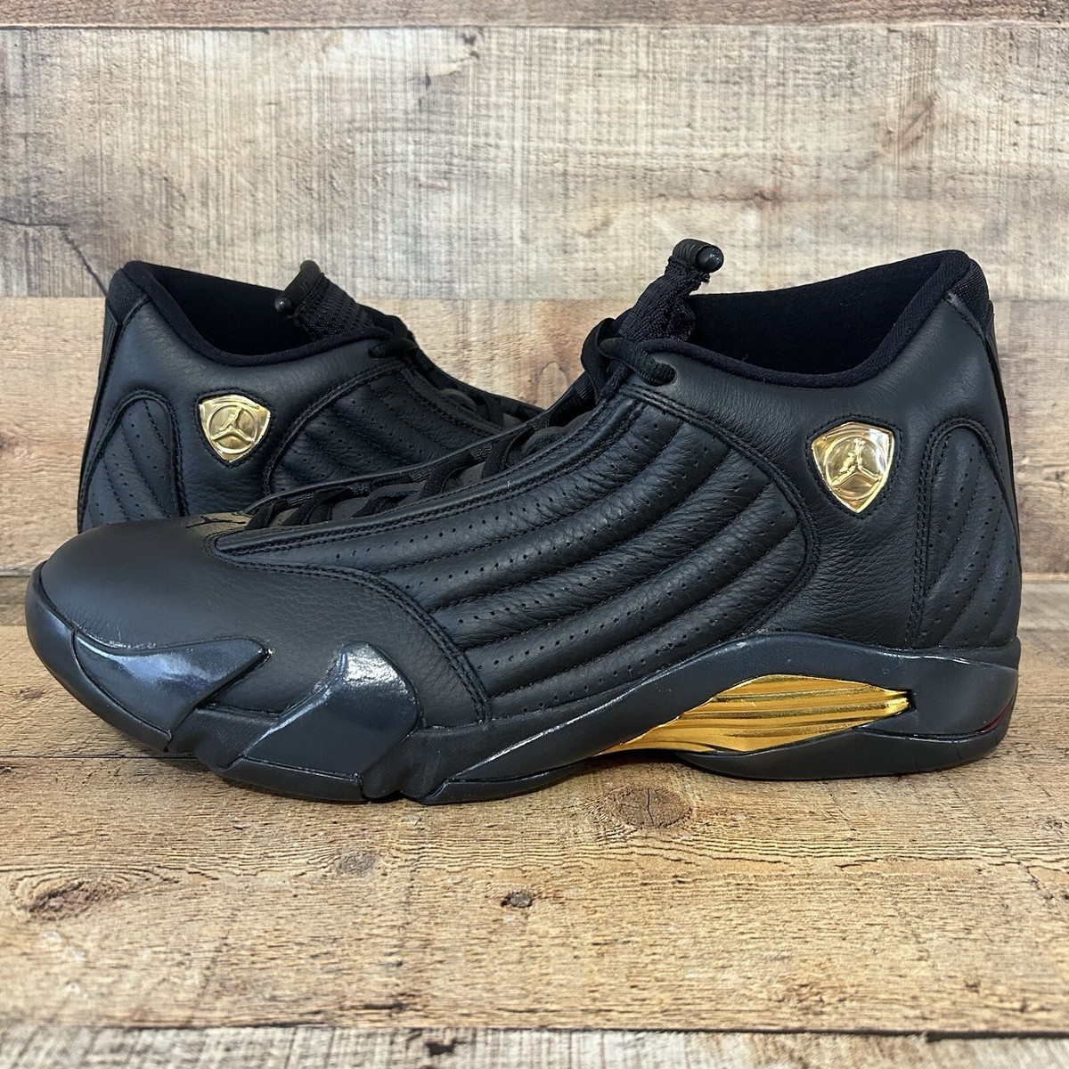 シューズ(男性用) Nike air Jordan 14 retro Nike Air Jordan 14 XIV Retro DMP Mens Size 14 Black Gold 487471