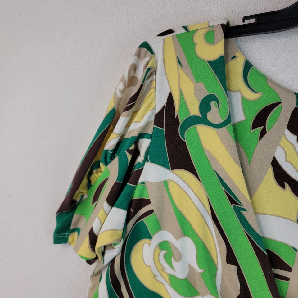 Max and Cleo Womens Multicolor Short Sleeve V Neck Shift Dress Midi Size 14 - Image 3 of 4