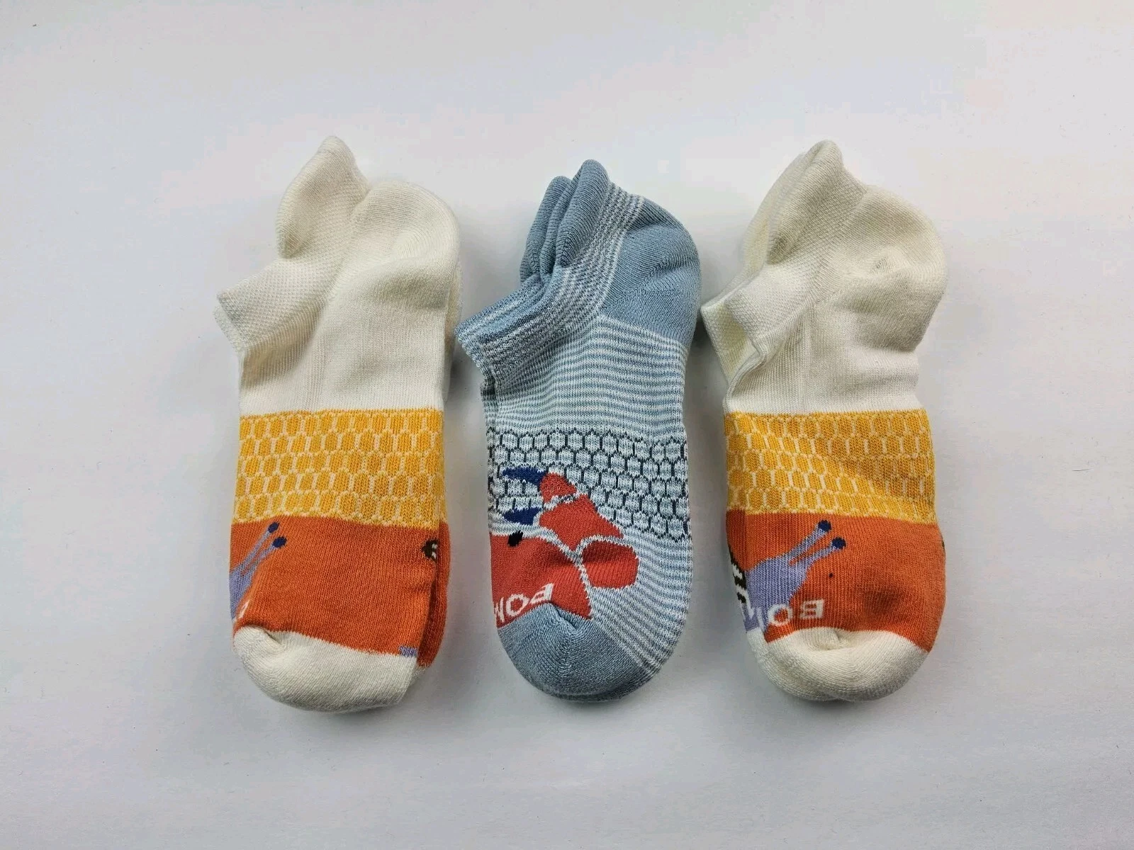 Bombas Pattern Snail Crab Ankle Socks Lot Of 3 Pairs Size Youth