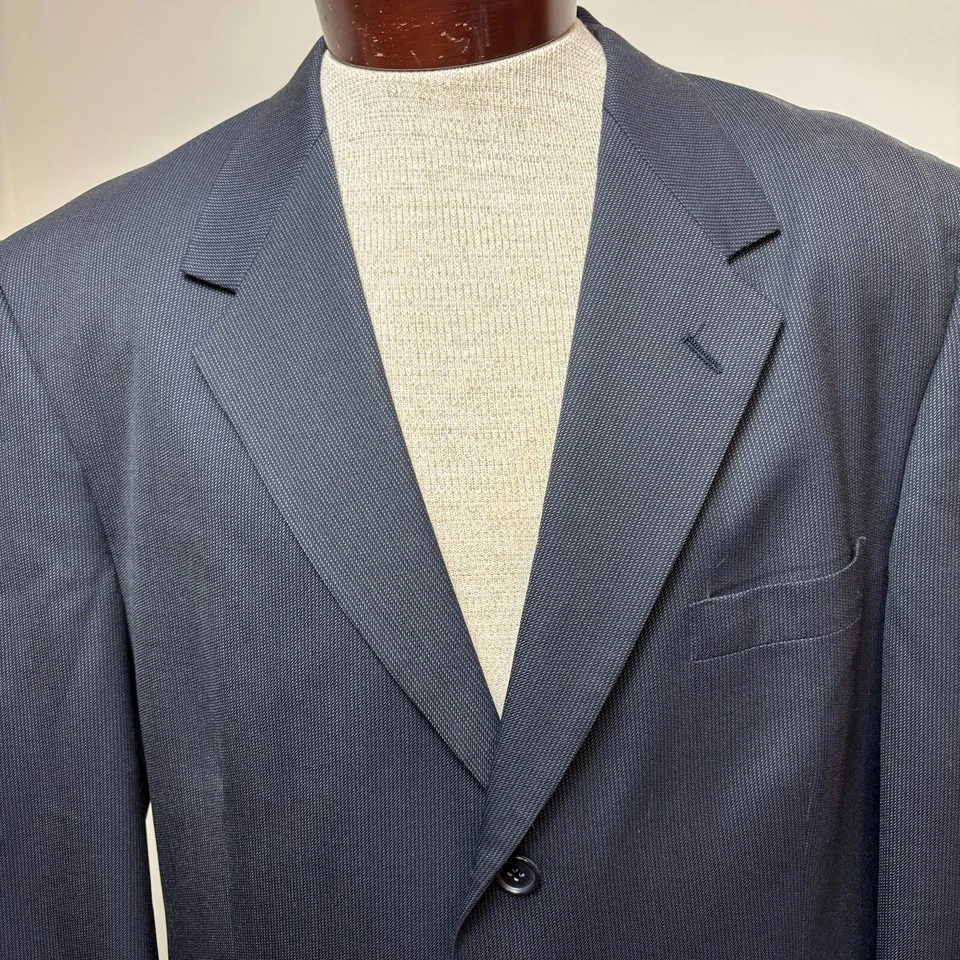 Pierre Cardin Suit Mens 46L Navy Wool Miltons Blazer & 36x32 Dress Pants USA VTG - Image 3 of 4
