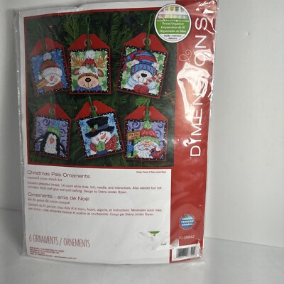 DIMENSIONS COUNTED CROSS STITCH CHRISTMAS PALS ORNAMENTS KIT SET OF 6