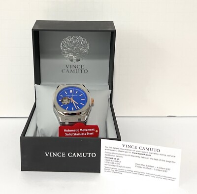 Vince Camuto Automatic Open Heart Blue Dial Stainless Steel Skeleton Men’s Watch Vince Camuto Men main image 4