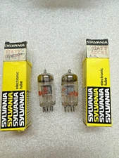 NOS NIB SYLVANIA 12AT7 ECC81 Black Plate Matching Pair Low Noise Preamp Tubes