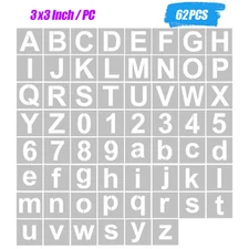 62pcs 3 Inch Letter and Number Stencils Reusable Washable Alphabet Stencils L9V6