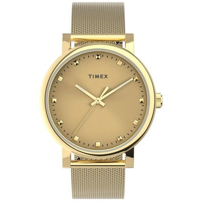 Timex Orginals Damen Quarzuhr TW2U05400 Essential goldfarbenes Stahlband 30M
