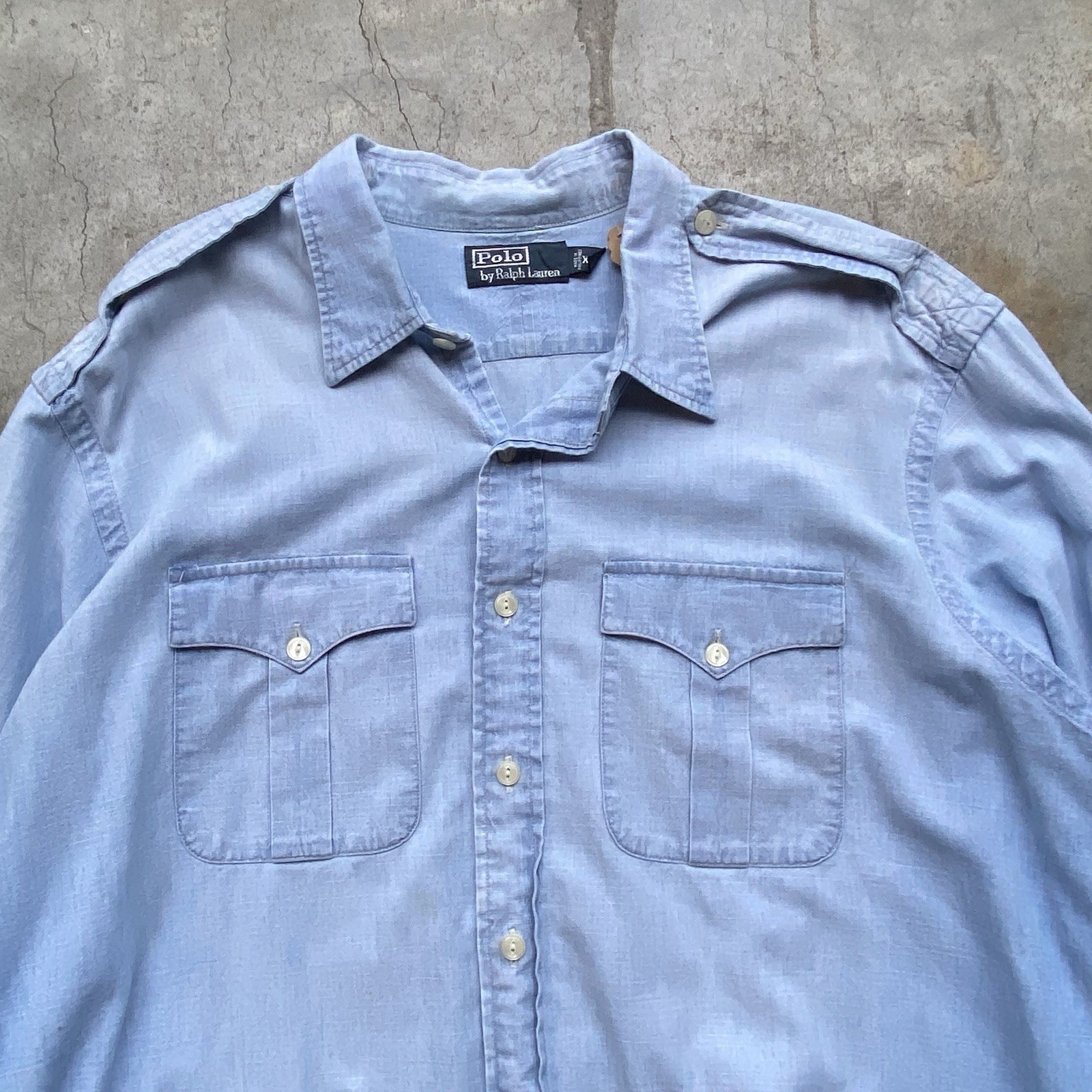 Vintage Polo Ralph Lauren Light Denim Chambray Button Shirt XL thumbnail 2