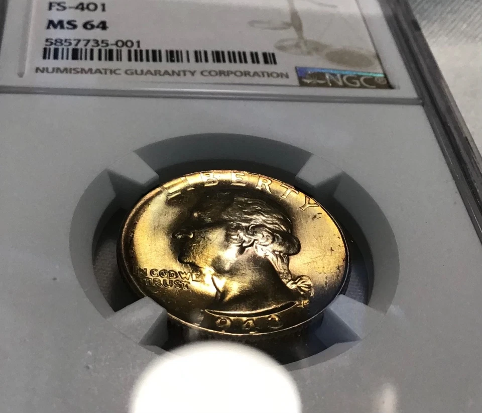 1943 S QUARTER MS 64 FS-401 'GOITER' GEORGE WASHINGTON RARE IN HIGH GRADE - Image 3 of 4