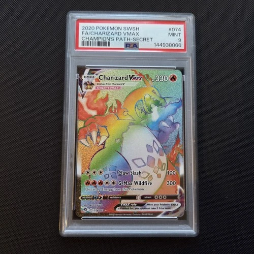 Pokemon Card - Charizard VMAX Rainbow Champions Path Secret Rare 074/073 PSA 9