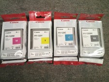 PFI-120BK M Y C New Genuine Canon Ink Set GP-200 300 TM-200 205 07/2027
