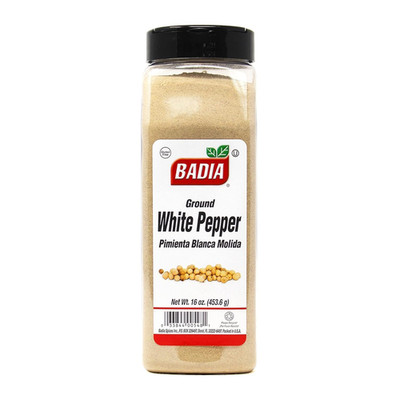 Badia Ground White Pepper, 16 Oz   Smooth, Mellow Heat and Delicate Flavor for L