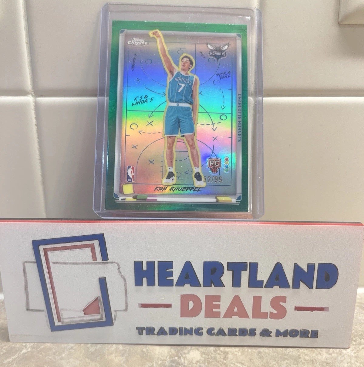 BIG 32/99 2025-26 Topps Chrome Kon Knueppel RC X’s & Whoa’s Green Refractor