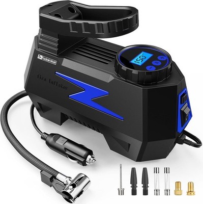 FADAKWALT Tire Inflator Portable Air Compressor, DC 12V Tire Air Pump with LED a
