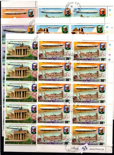 = 20X MALAGASY - CTO - ZEPPELIN - AVIATION - ARCHITECTURE - FULL SHEETS FOLDED