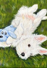 West Highland Terrier WESTIE MATTED PRINT Painting "Summertime" RANDALL