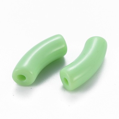 133pcs Acrylic Opaque Beads Curved Tube Green Spacer Bead DIY Necklace Jewelry