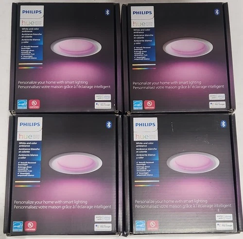 Philips Hue 4 in. LED Color Changing Smart Recessed Downlight (lot of 4) 578419