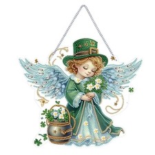DIY Diamond Pendant Ornament St. Patrick's Day Clover Angel Clover Angel04