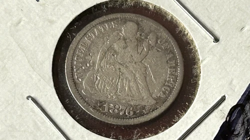 1876-CC Seated Liberty Silver Dime 10c Carson City US Coin 90% Silver