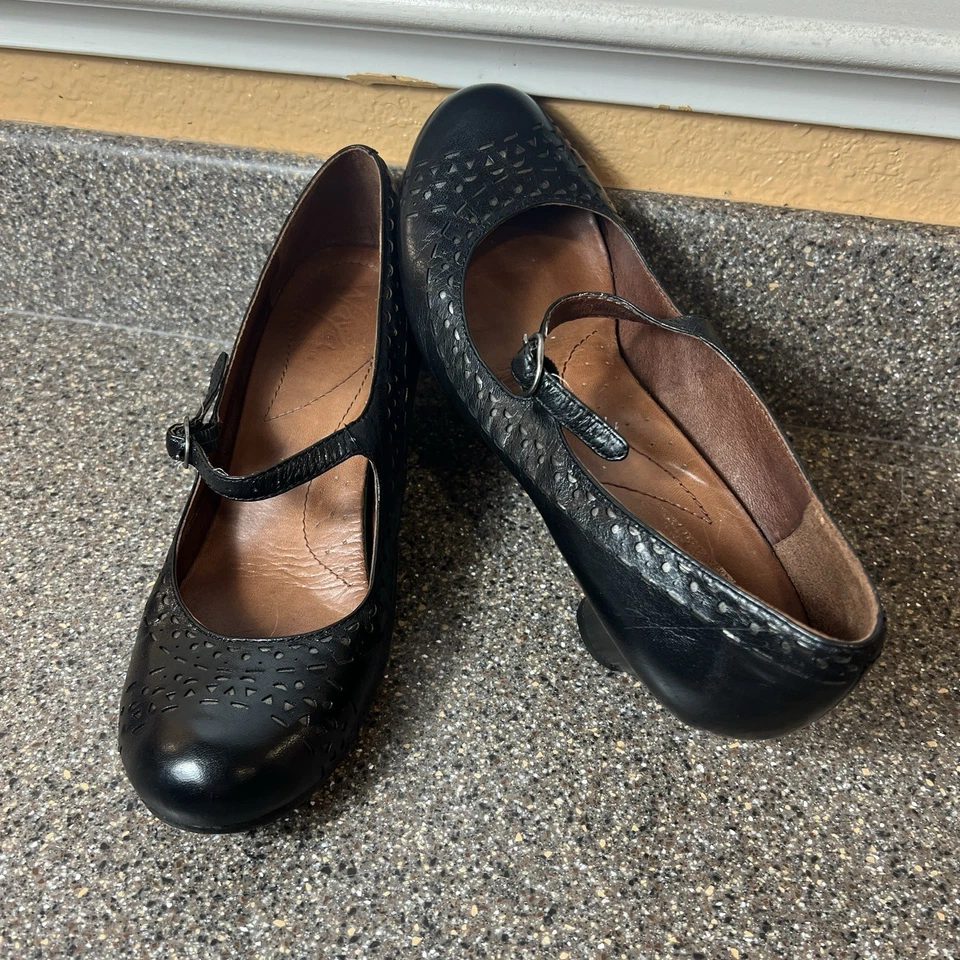 Naya Mary Jane Shoe Comfort Block Heel Womens Size 9M Black Leather Classic Pump - Image 3 of 4