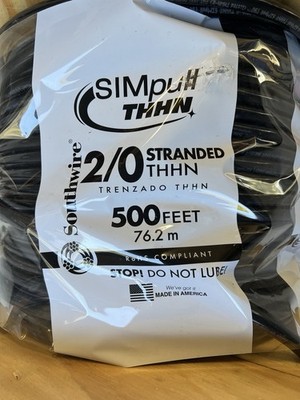 2/0 AWG Copper THHN Stranded Wire SIMpull Southwire, CUT TO LENGTH 100  MAX