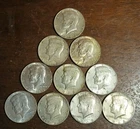(10) 40% Silver Kennedy 1968 D Half Dollars  $5 Face Value Constitutional USA
