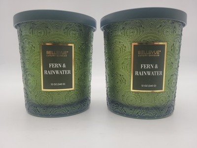 Bellevue Luxury Candle 12 Oz Fern & Rainwater. Set of 2