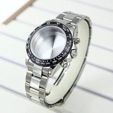 39mm Watch Case Strap Sapphire Glass Fixed ceramic ring For Seiko VK63 Movement