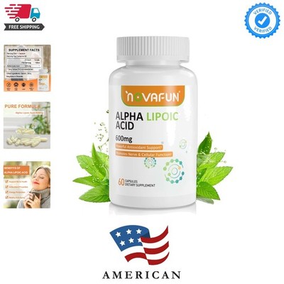 Alpha-Lipoic-Acid 600mg Capsules, ALA-Supplement for Nerve Health, Antioxidan...