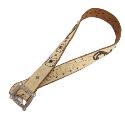 Htc Hollywood Trading Company Belt Studded Leather 85/34 White