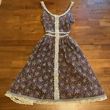 1970s VTG Gunne Sax Peplum Mini Sundress Calico Prairie Cottage Core Sz 5