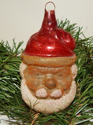Antique Mercury Blown Glass Santa Claus Bust Christmas Ornament | eBay