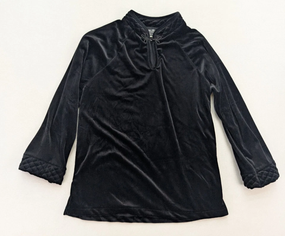 Conjunto de ropa de salón de terciopelo para mujer Cinema Etoile talla L negro Foto 3 de 4