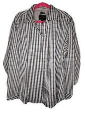 Jos. A. Bank Men's XL Black White Plaid Button Down Dress Shirt
