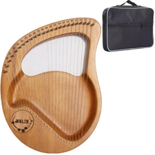 Lyre Harp 24-String Harp Solid Mahogany Lyre Harp With Pick Strings Wiper Wood N