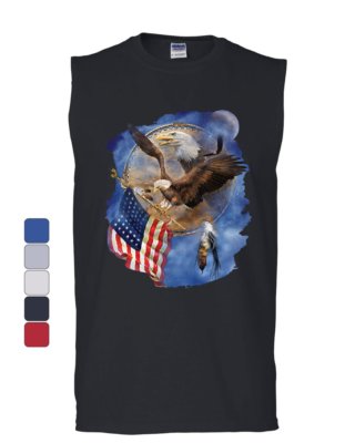 American Bald Eagle Holding a Flag Muscle Shirt Patriot Dreamcatcher Sleeveless