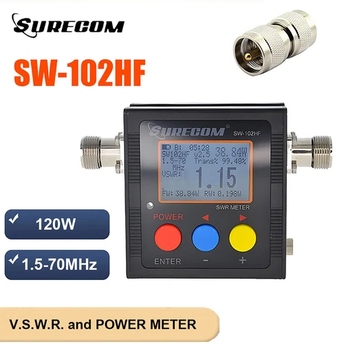 Surecom SW-102HF Watt Meter 1.5-70MHz 120W Power & S.W.R. Meter Male Connetor - Zdjęcie 2 z 11