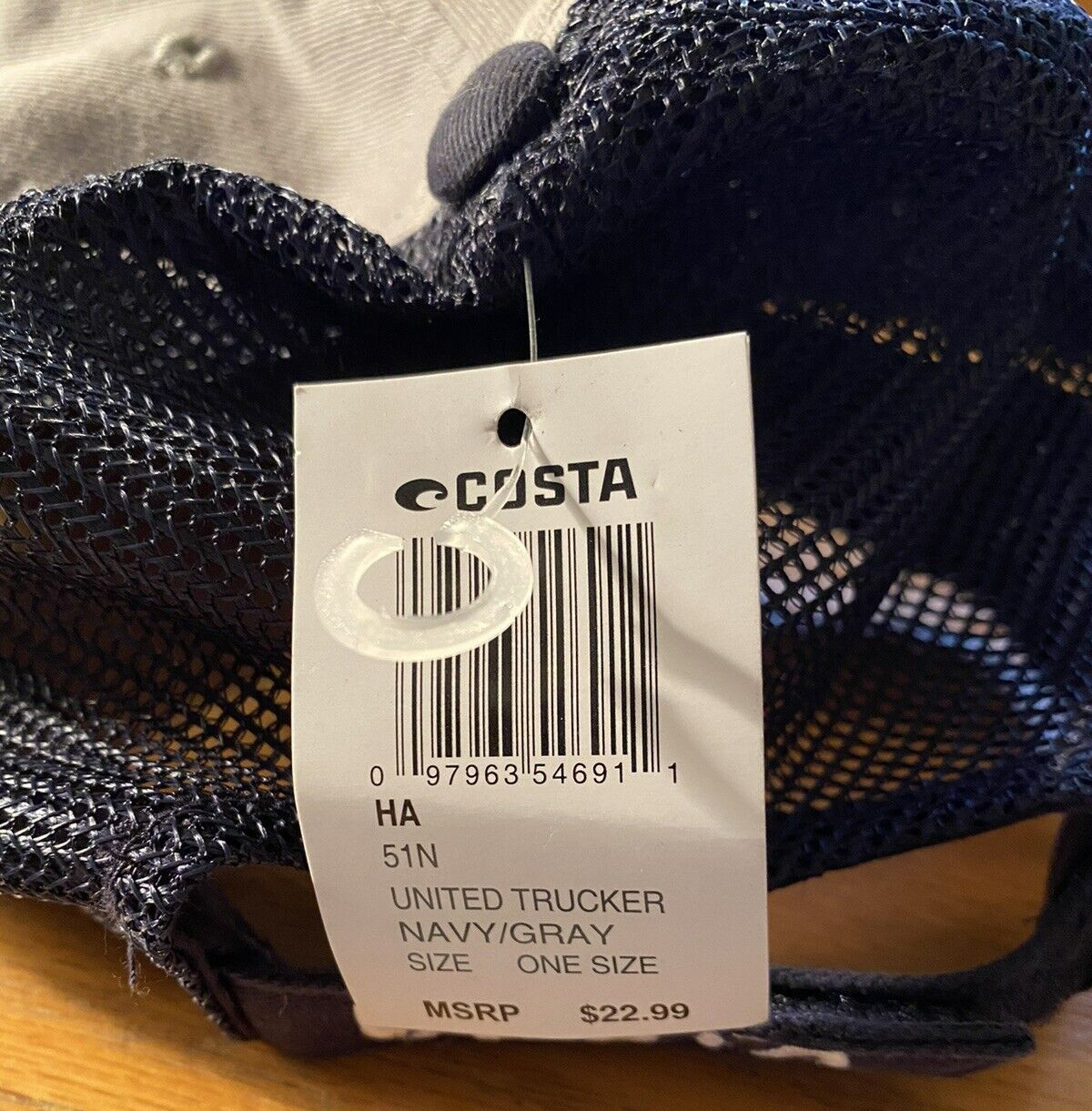 COSTA DEL MAR USA FLAG UNITED TRUCKER ADJUSTABLE MESH HAT NAVY GRAY 51N Cap New