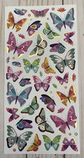 Stickers Butterflies Colorful Wings Decorate Matte Finish Paper Foil Accents New