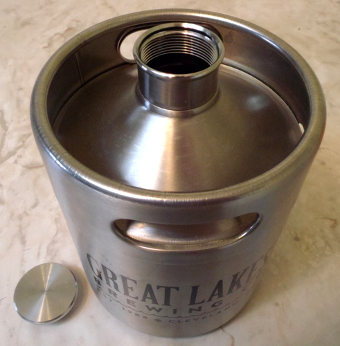 Metal Keg Liquor Beer Decanter / Flask - Great Lakes Brewing Co. 7.5" tall - Picture 4 of 7