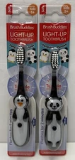 New 2 Brush buddies Kids Light-up Soft Toothbrush 2 Minute Timer Penguin & Panda