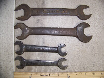 4 Vintage/Antique Open-End Wrenches Fulton, J. H. Williams, 2 Unmarked GD Cond
