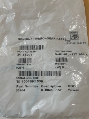 55204 Hydro Gear O-Ring New in package | eBay