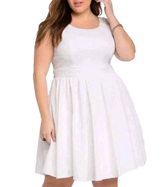 Torrid Babydoll Textured Skater Dress Womens 20 White Flower Clean Cottage  3D | eBay