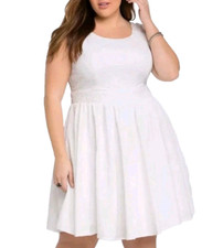 Vestido patinador con textura Torrid Babydoll para mujer 20 blanco flor casa limpia 3D