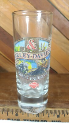 Harley Davidson Motorcycle Dealer J & L Sioux Falls SD Souvenir Bar Shot Glass