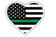 FLAG HEART AMERICAN MARINE GREEN LINE 3M STICKER DECAL CAR LOGO USA Made