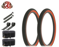 Alta Performance BMX BICYCLE FREESTYLE TIRES 20" x 1.75" BLACK/RED 8PC SET.